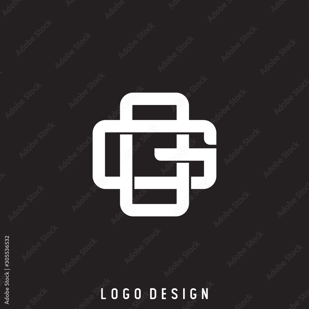 Initial letter GO, OG, overlapping interlock monogram logo, white color ...