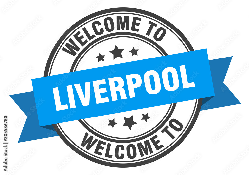 Liverpool stamp. welcome to Liverpool blue sign Liverpool stamp. welcome to Liverpool blue sign