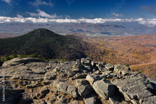 Mendon Peak in Coolidge State Forest and Rutland Vermont from Killington Mountain Peak in the Fall