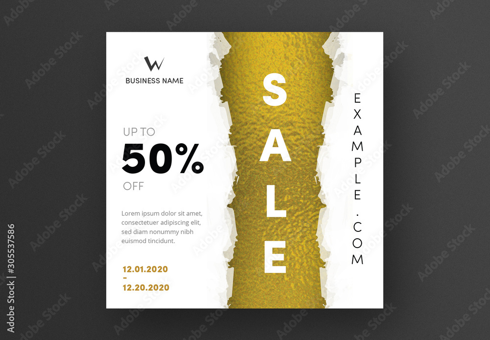 Sale Card Layout with Gold Foil Accent Stock Template | Adobe Stock