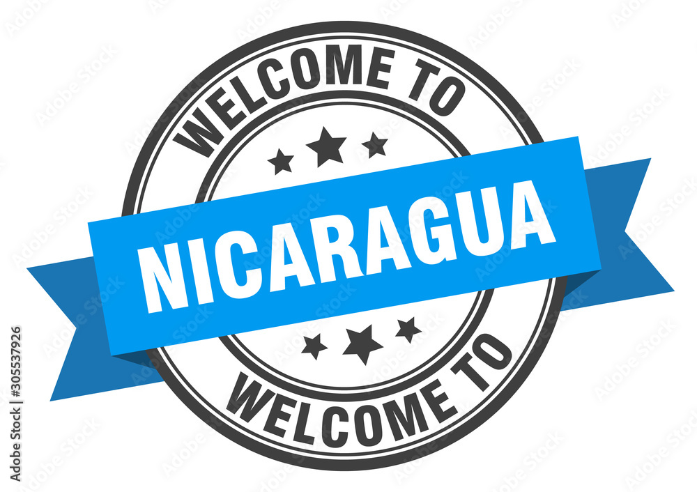 Fototapeta premium Nicaragua stamp. welcome to Nicaragua blue sign