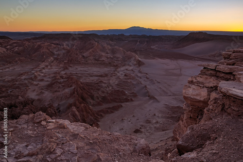 Sunset over the moon valley / valle de la luna in the Atacama desert, Chile