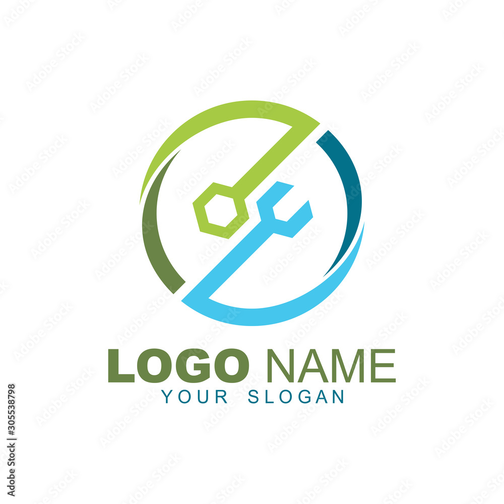Circle shape with repair vector symbol,service and maintenance business Circle shape with repair vector symbol,service and maintenance business
