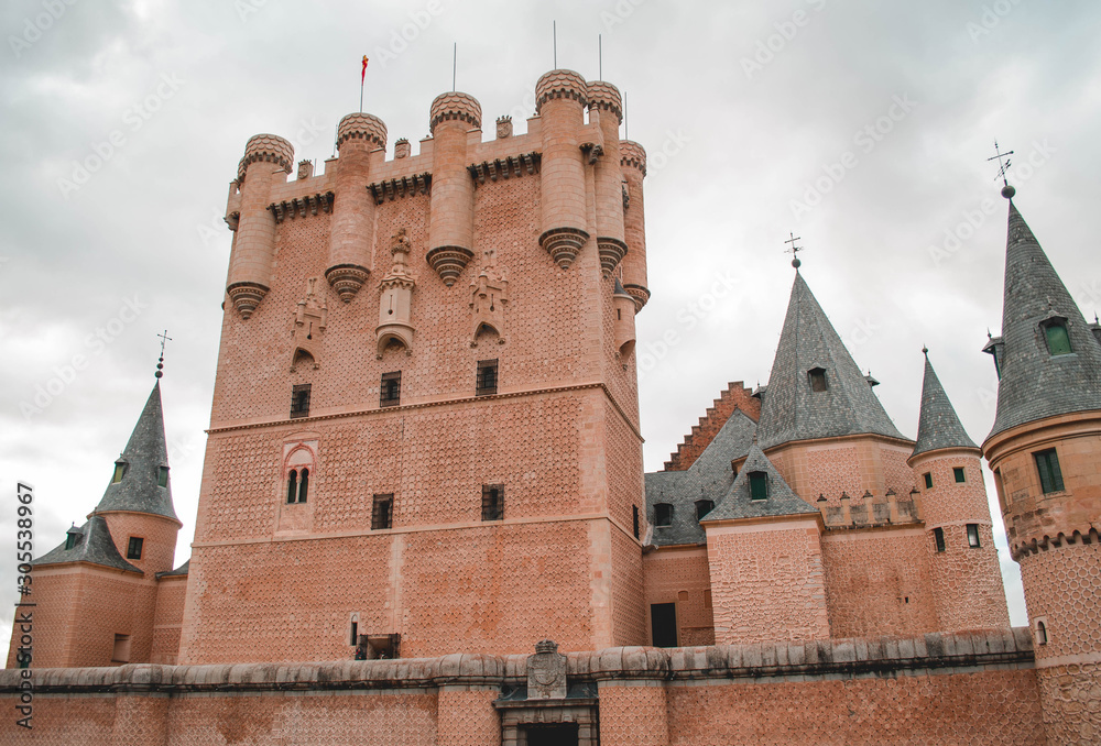 Pink Castle with little Towers (Alcazar of Segovia)