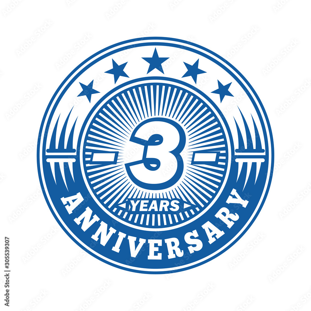 3 years logo. Three years anniversary celebration logo design. Vector and illustration.
