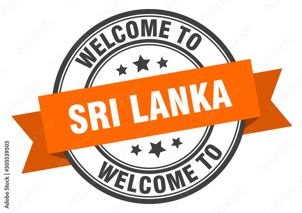 Fototapeta premium Sri Lanka stamp. welcome to Sri Lanka orange sign