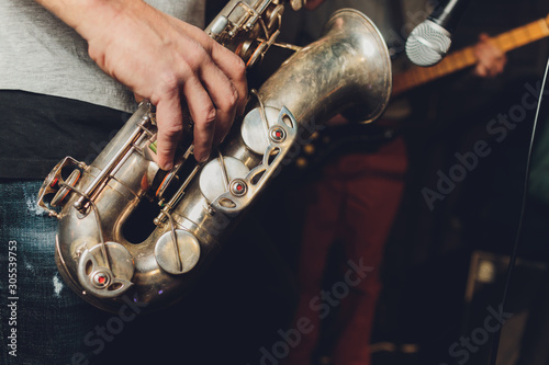 Canvas Print Saxophone player jazz musician