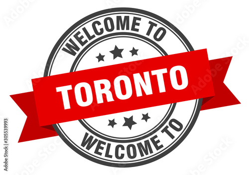 Toronto stamp. welcome to Toronto red sign
