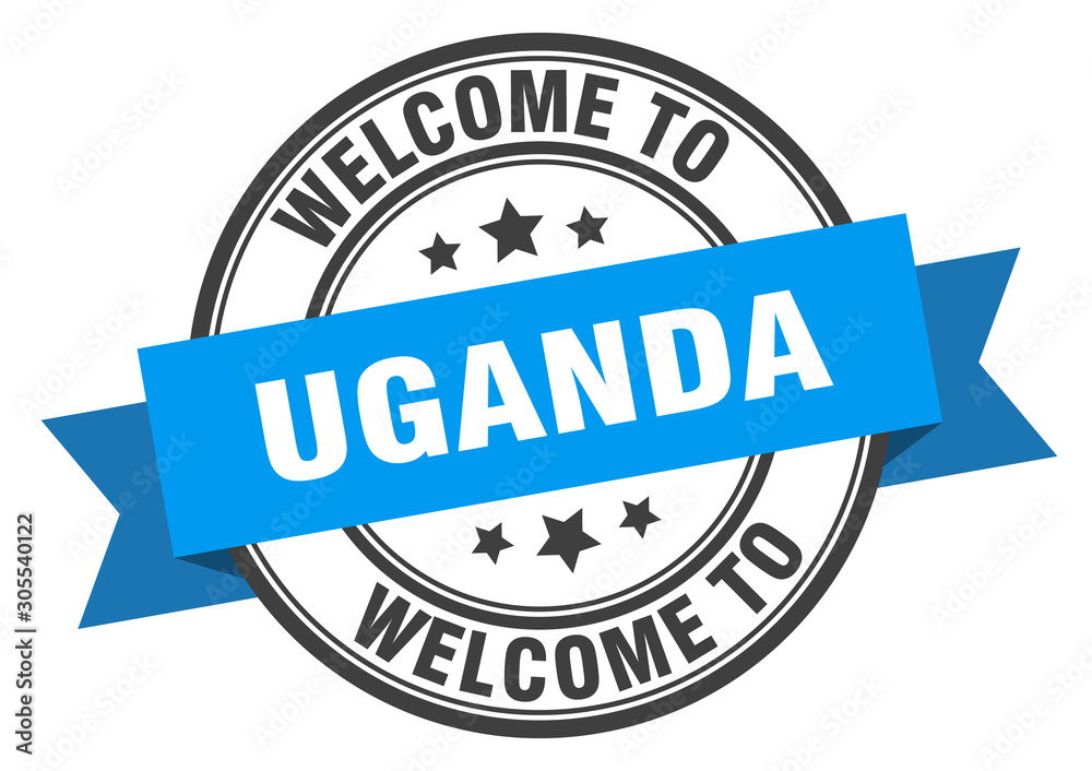 Obraz premium Uganda stamp. welcome to Uganda blue sign