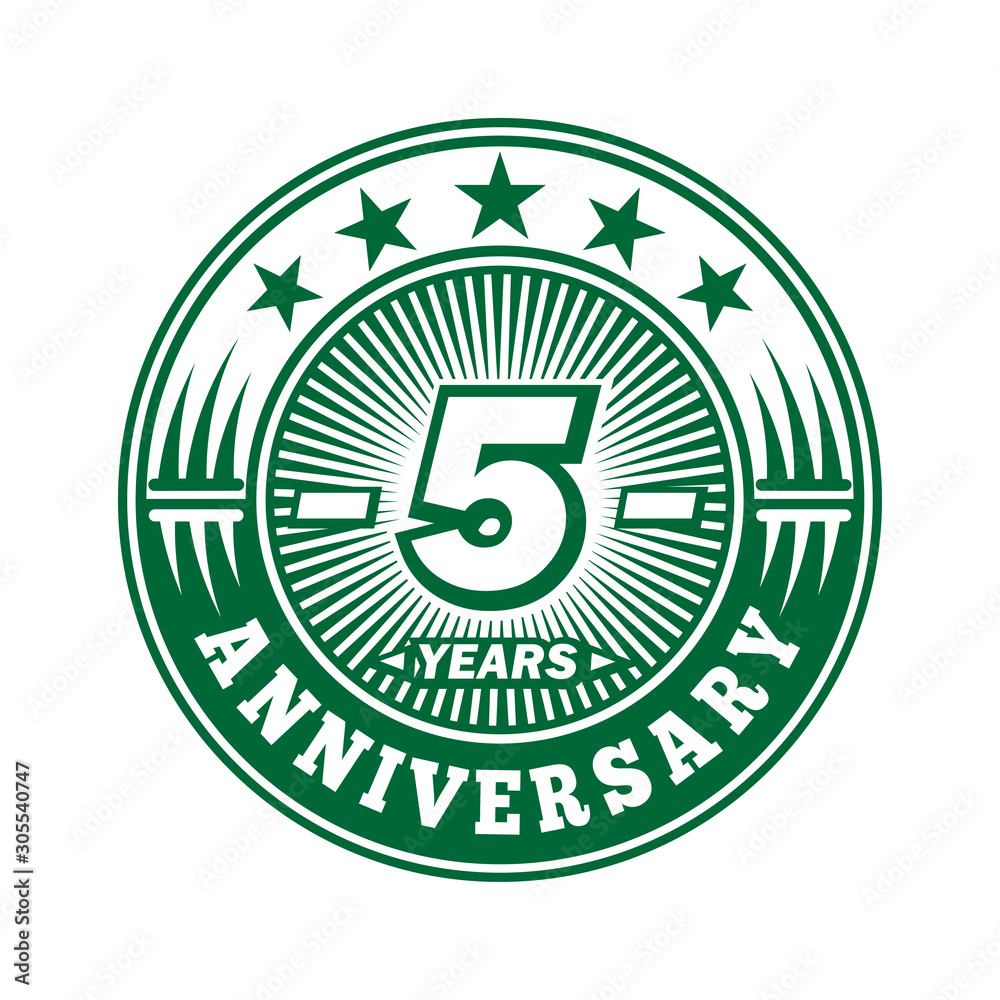 5 years logo. Five years anniversary celebration logo design. Vector and illustration.