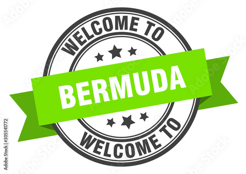 Bermuda stamp. welcome to Bermuda green sign