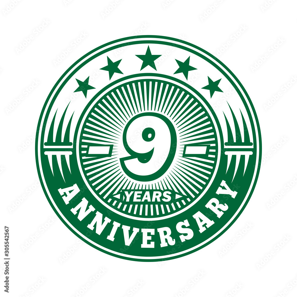 9 years logo. Nine years anniversary celebration logo design. Vector and illustration. 9 years logo. Nine years anniversary celebration logo design. Vector and illustration.
