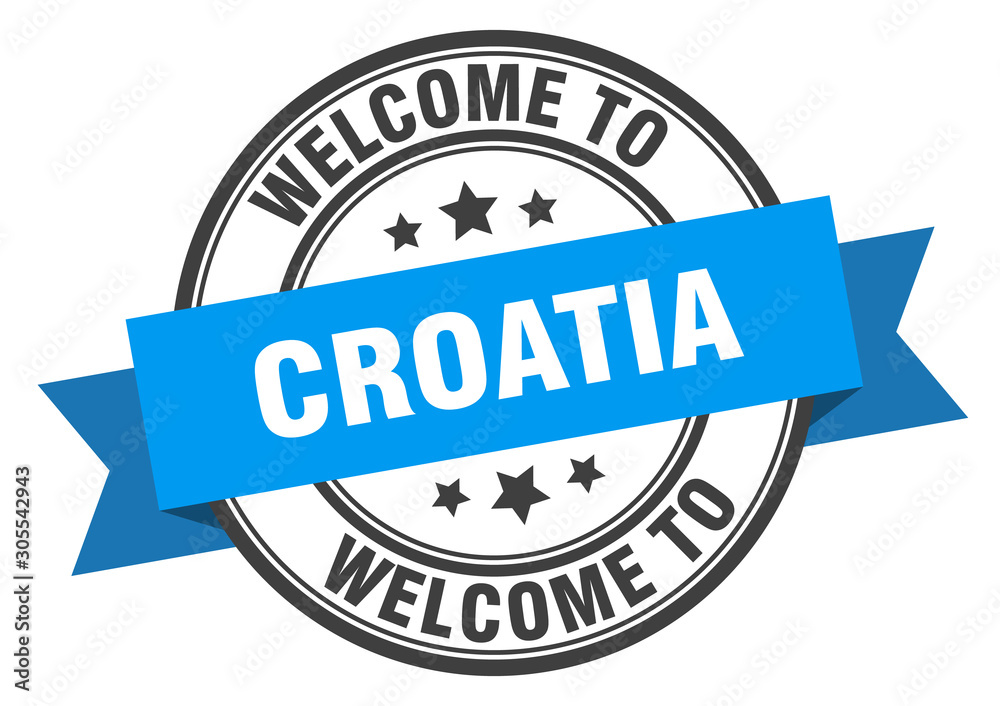 Fototapeta premium Croatia stamp. welcome to Croatia blue sign