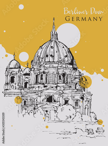 Drawing sketch illustration of Berliner Dom