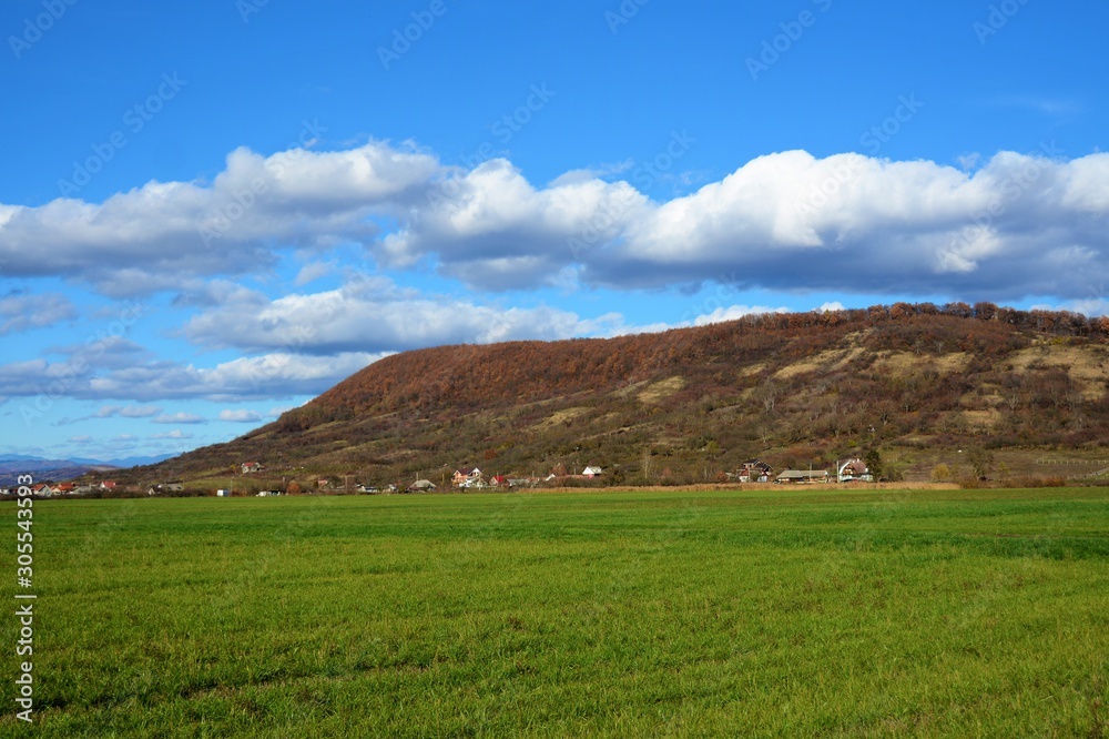 Late autumn landscape in a rural area of Transylvania