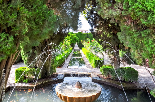 Generalife gardens in Alhambra, Granada, Spain