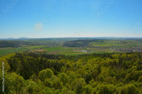 Green landscape from above, in the Rhön, Germany
