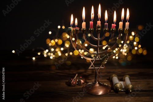 Concept of jewish holiday Hanukkah photo