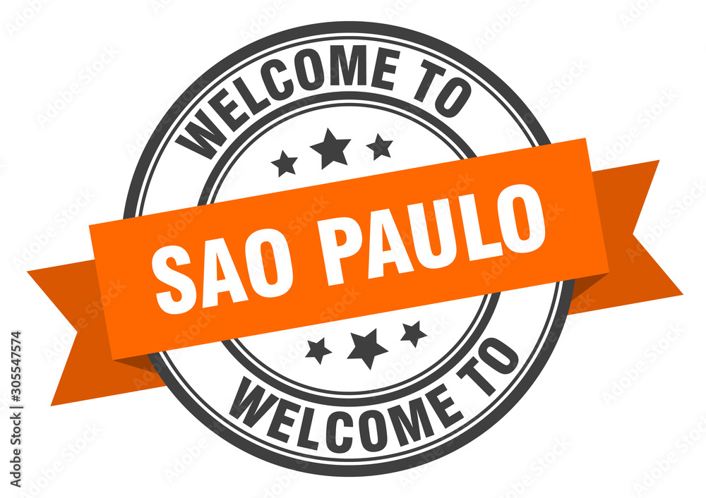 Fototapeta premium Sao Paulo stamp. welcome to Sao Paulo orange sign