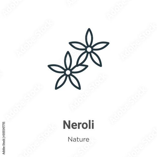 Neroli outline vector icon. Thin line black neroli icon, flat vector simple element illustration from editable nature concept isolated on white background