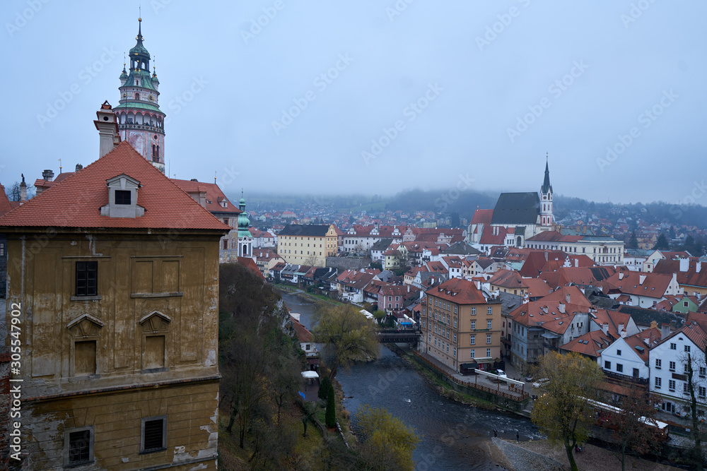 Obraz premium Aerial/Panorama view of historical centre of Cesky Krumlov 
