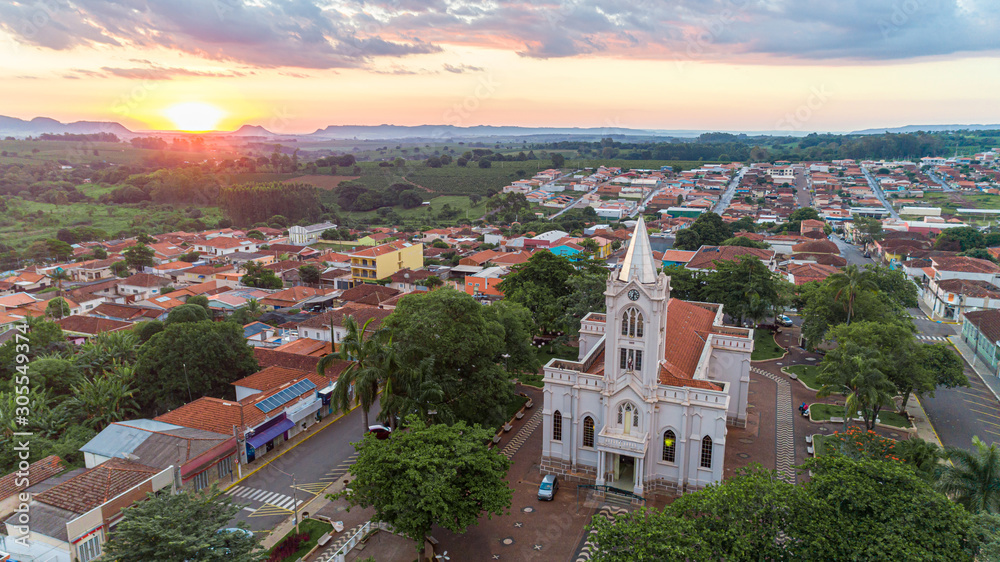 Aerial of the small town of Itamogi - Brazil.