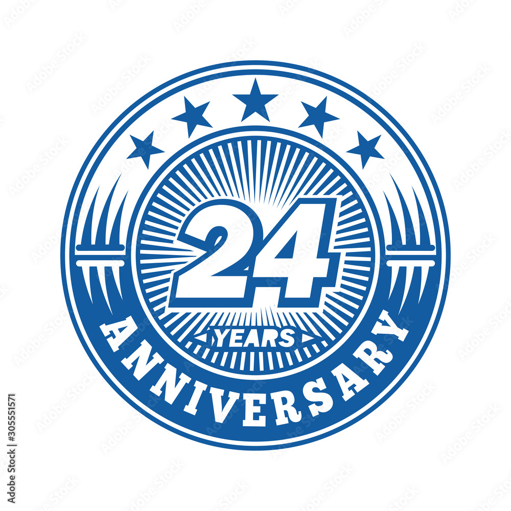 24 years logo. Twenty-four years anniversary celebration logo design. Vector and illustration.