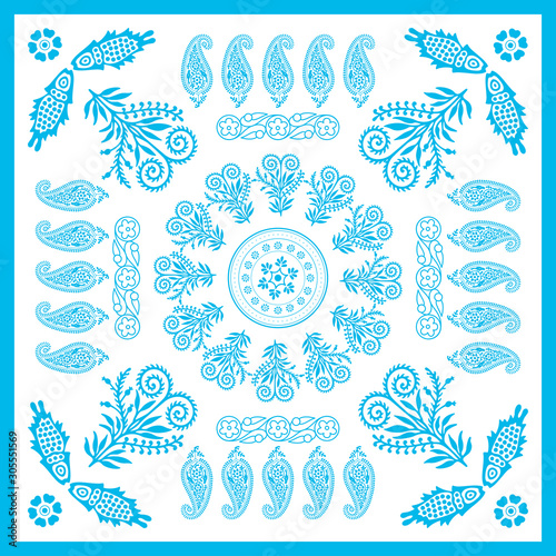 Georgian traditional ornaments. Vector Ornament With Caucasian Motifs. Persian colored carpet.Vector, Illustration.  Rich ornament for fabric design, handmade, interior decoration