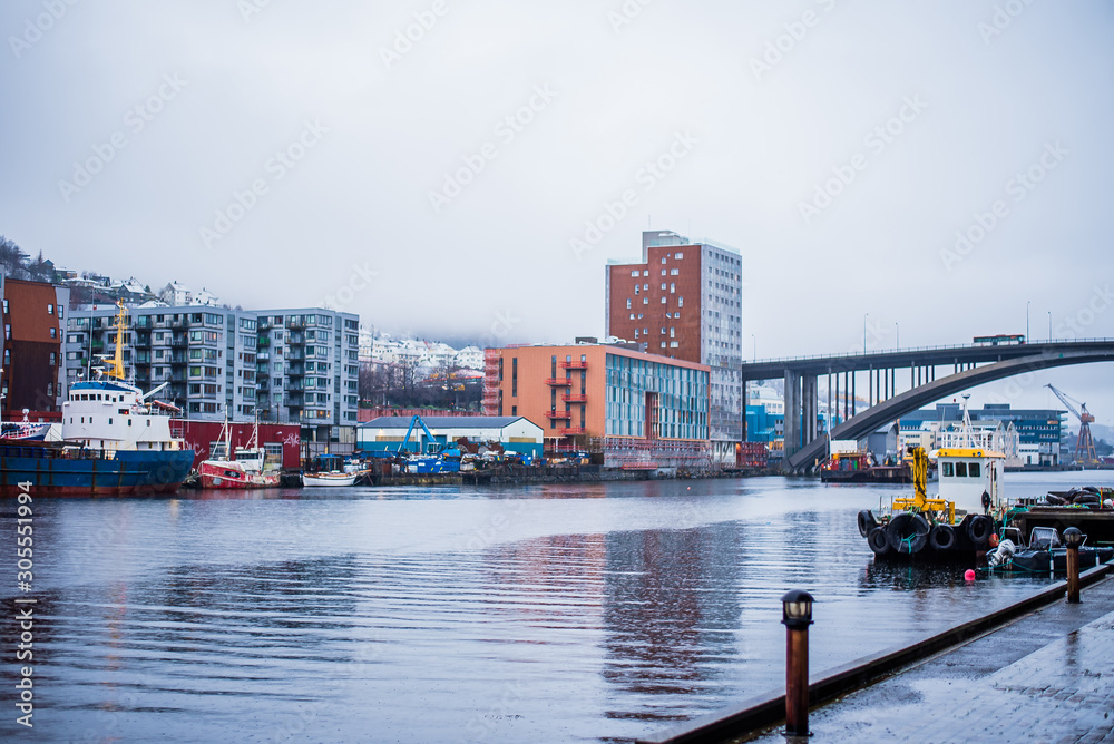 Naklejka premium Bergen street view, Norway, Scandinavia2