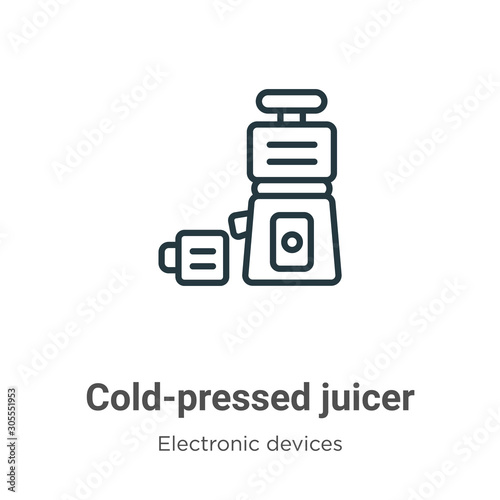 Cold-pressed juicer outline vector icon. Thin line black cold-pressed juicer icon, flat vector simple element illustration from editable electronic devices concept isolated on white background