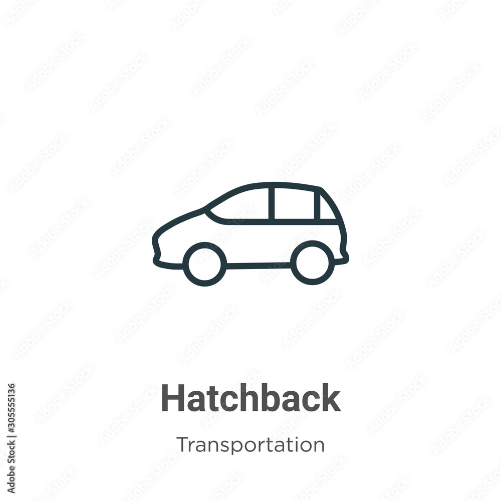 Hatchback outline vector icon. Thin line black hatchback icon, flat vector simple element illustration from editable transportation concept isolated on white background