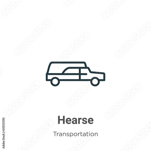 Hearse outline vector icon. Thin line black hearse icon  flat vector simple element illustration from editable transportation concept isolated on white background