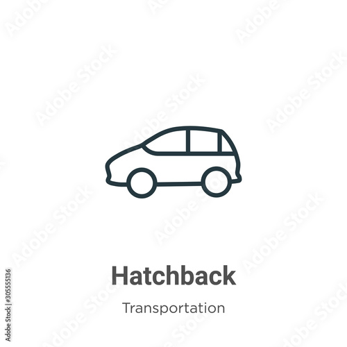 Hatchback outline vector icon. Thin line black hatchback icon, flat vector simple element illustration from editable transportation concept isolated on white background