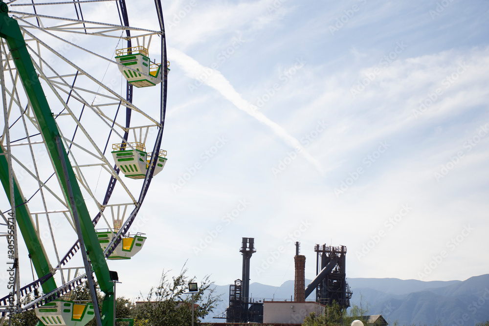 Fototapeta premium Roller coaster in Fundidora Park in Monterrey