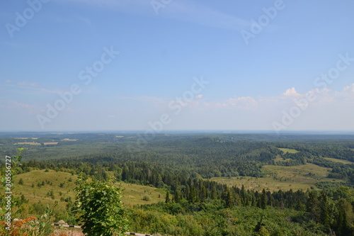 summer day  view of the east side from the observation deck of the Belogorsky monastery in the Perm region
