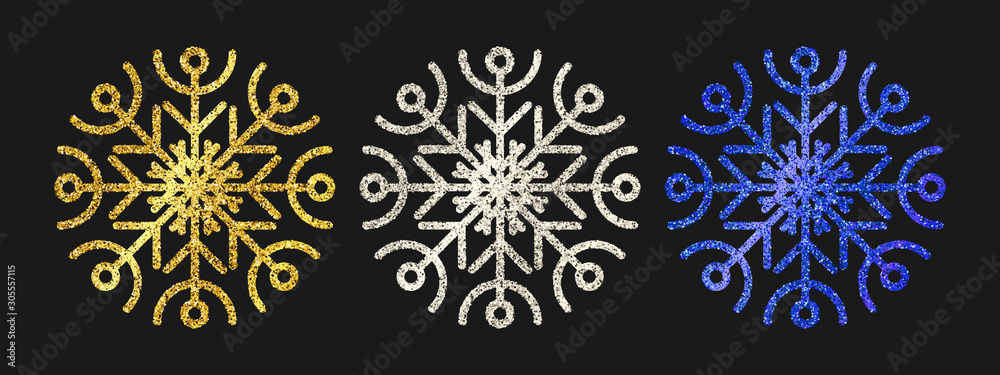 Glitter snowflakes on dark background Glitter snowflakes on dark background