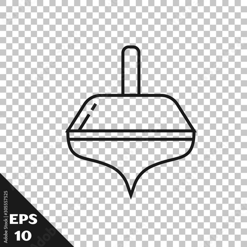 Black line Hanukkah dreidel icon isolated on transparent background. Vector Illustration photo