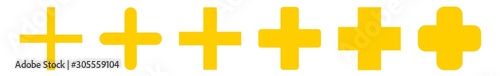 Plus Icon Yellow | Pluses | Cross Symbol | Addition Logo | Positive Sign | Isolated | Variations