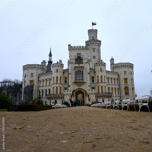 HLUBOKA NAD VLTAVOU,CZECH REPUBLIC - November 24,2019 - Romantic white chateau Hluboka nad Vltavou