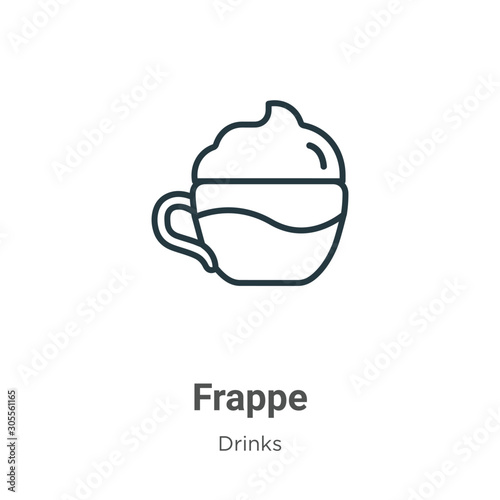 Frappe outline vector icon. Thin line black frappe icon, flat vector simple element illustration from editable drinks concept isolated on white background