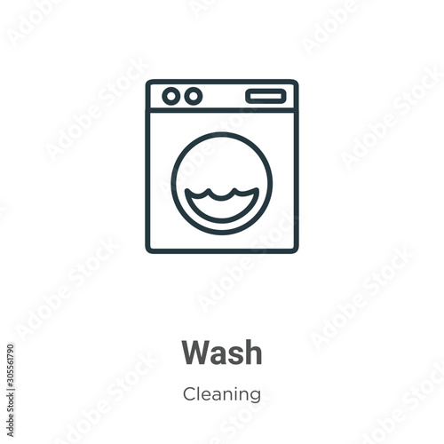 Wash outline vector icon. Thin line black wash icon, flat vector simple element illustration from editable cleaning concept isolated on white background