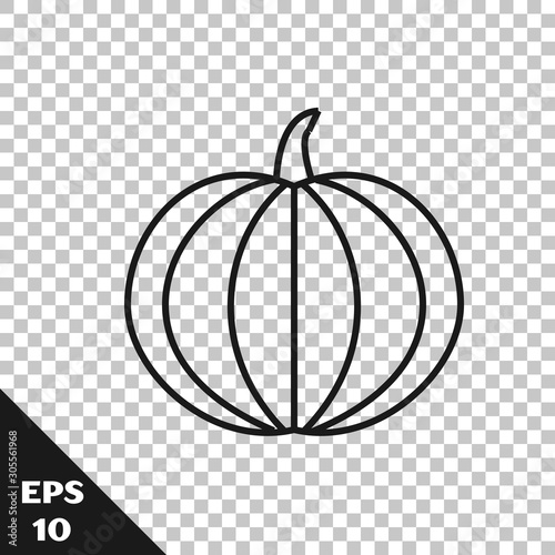 Black line Pumpkin icon isolated on transparent background. Happy Halloween party. Vector Illustration