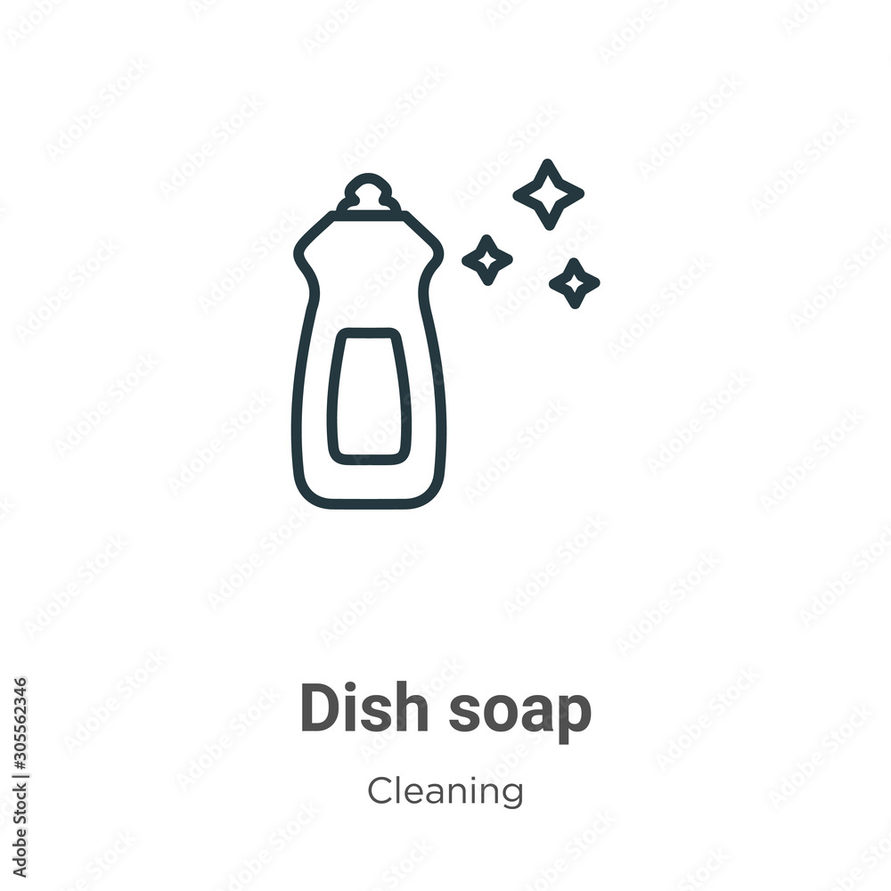 Dish soap outline vector icon. Thin line black dish soap icon, flat vector simple element