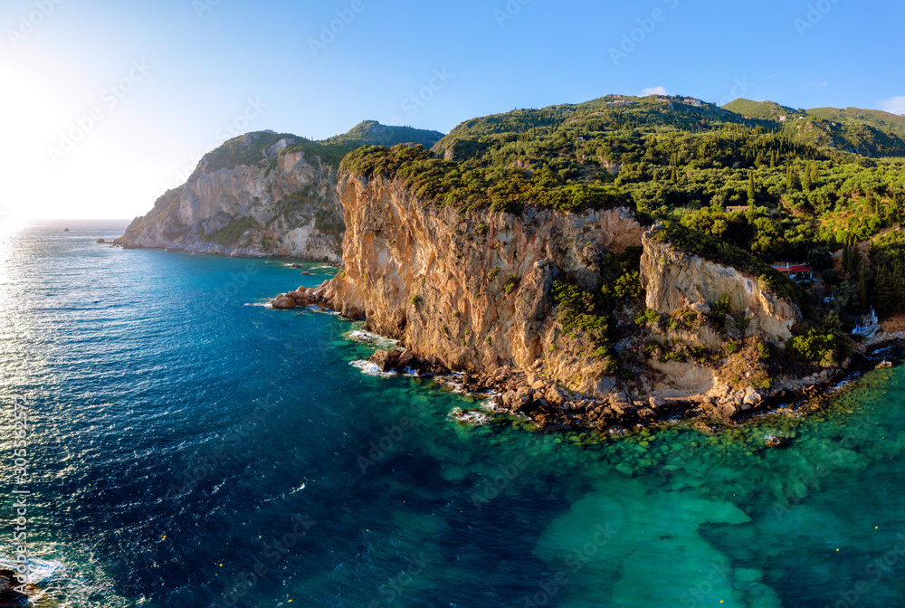 Aerial landscape of mediterranean sea coast