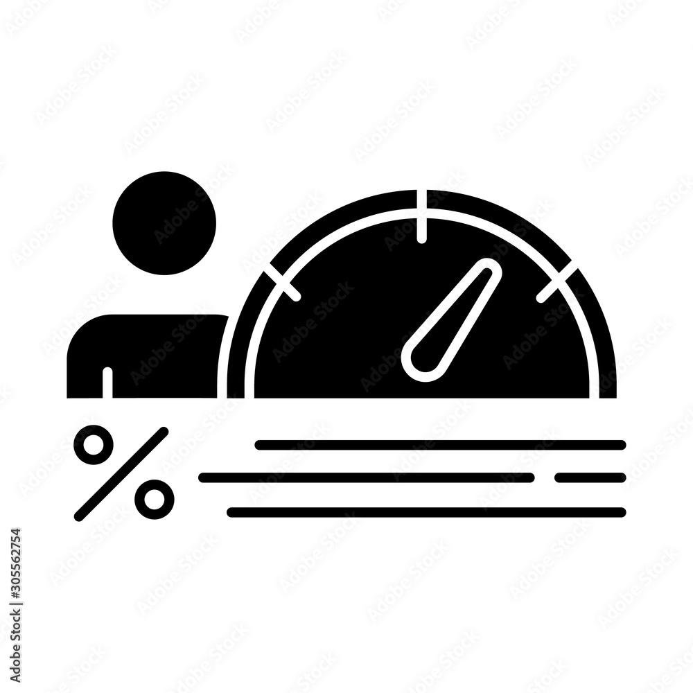 Interest Rates Risk Silhouette Vetor de Credit score glyph icon. Increasing personal interest rate ...