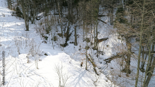 wonderful snowy mountain landscape in early spring
