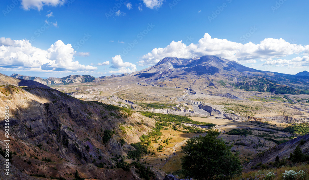 Partly Cloudy Day Over Mt. St. Helens Volcano in Washington
