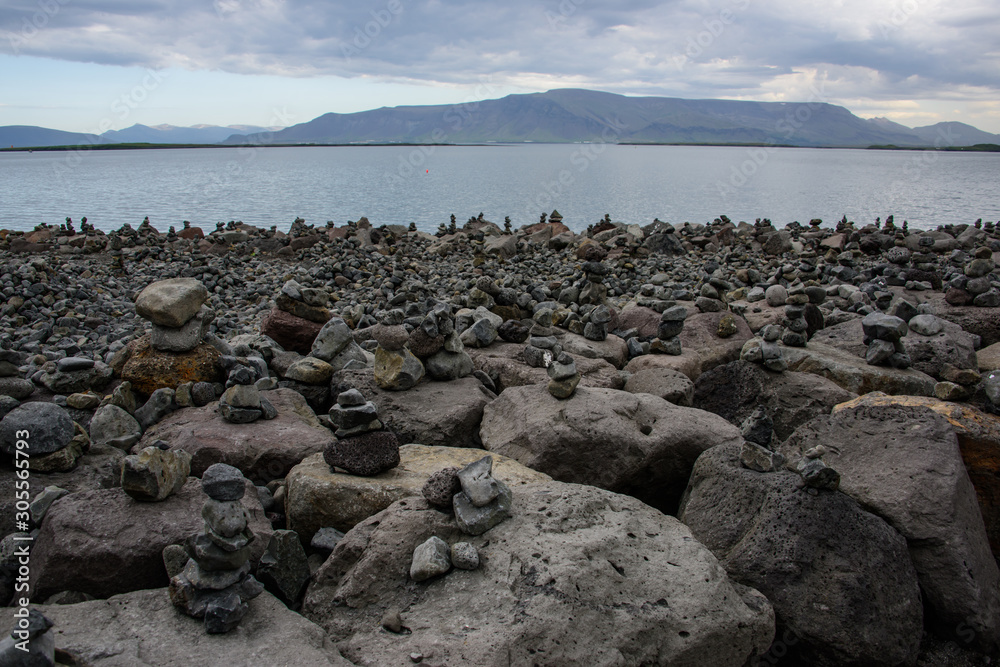 field of stacked stones, Reykjavik, iceland field of stacked stones, Reykjavik, iceland
