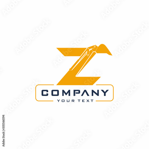 Z Letter Excavator Logo Design Vector