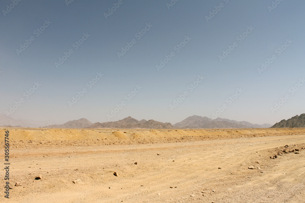desert in wadi rum jordan blue sky